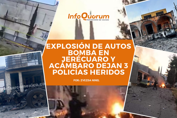Explosión de autos bomba en Jerécuaro y Acámbaro dejan 3 policías heridos