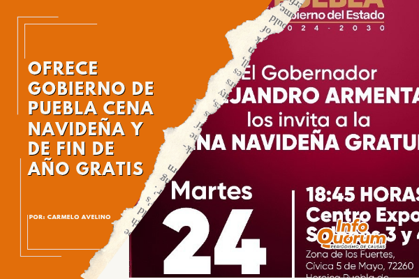 Ofrece gobierno de Puebla cena navideña y de fin de año gratis