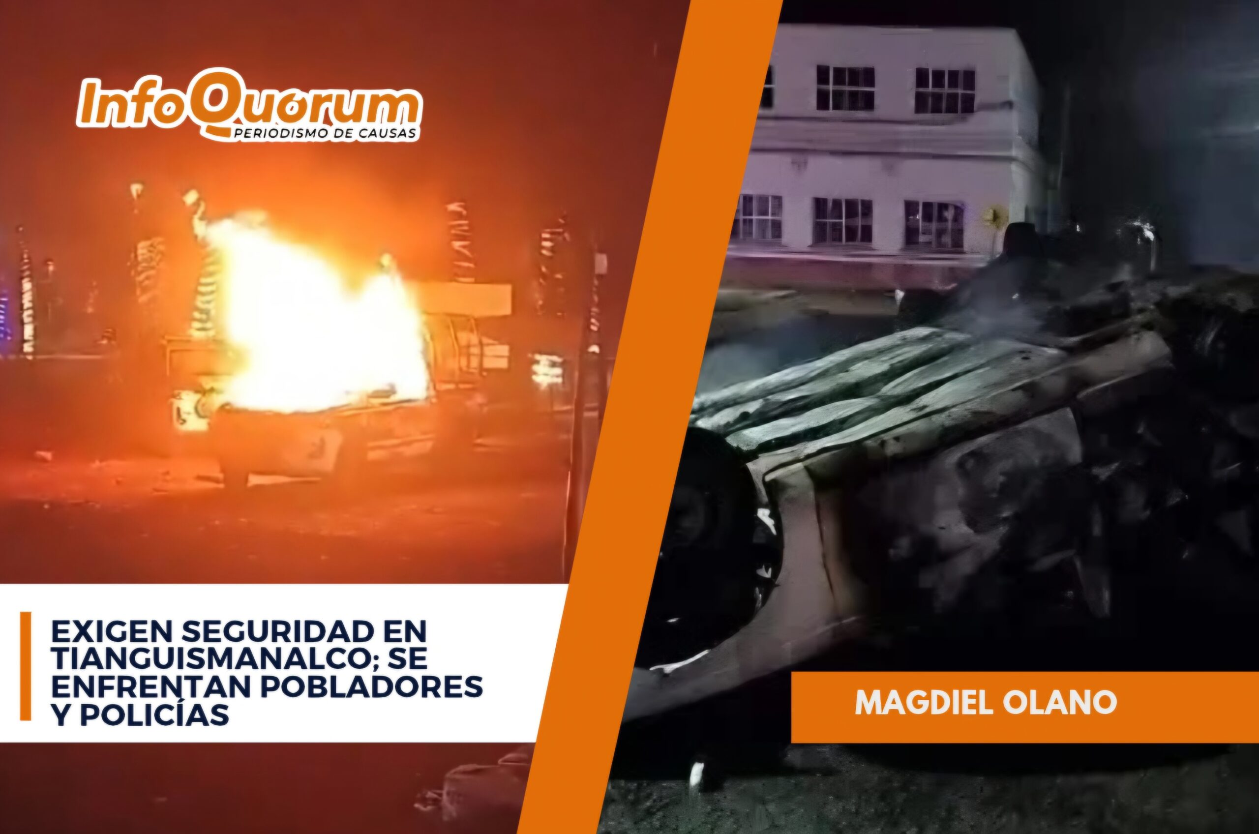 Exigen seguridad en Tianguismanalco; se enfrentan pobladores y policías