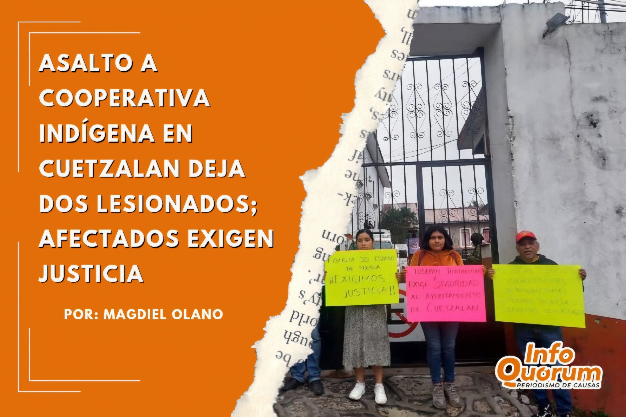Asalto a cooperativa indígena en Cuetzalan deja dos lesionados; afectados exigen justicia