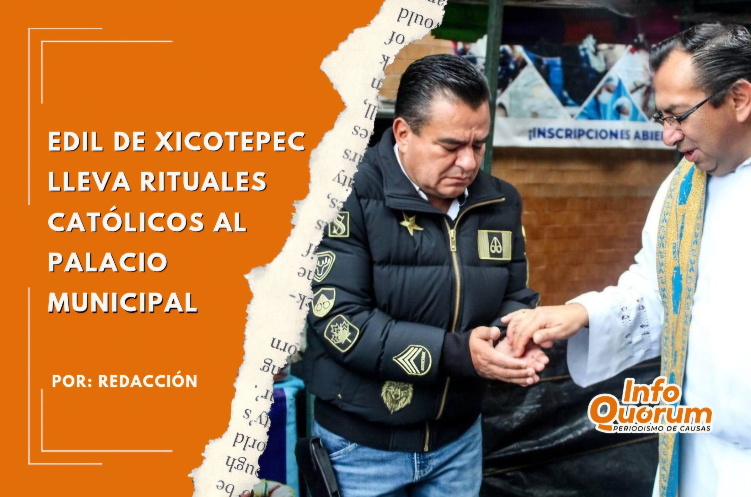 Edil de Xicotepec lleva rituales católicos al Palacio Municipal