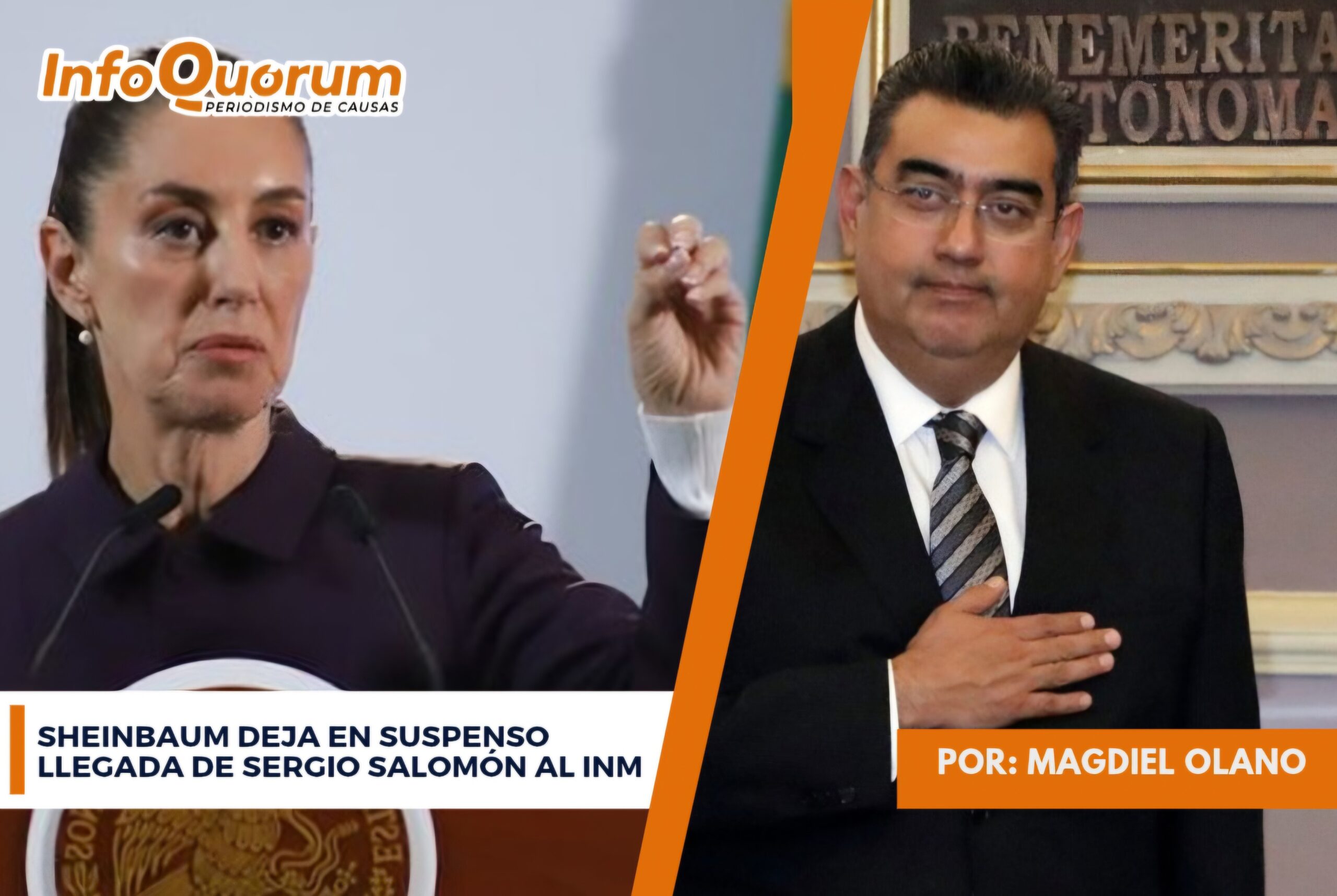 Sheinbaum deja en suspenso llegada de Sergio Salomón al INM