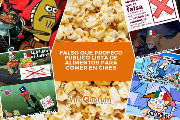 Falso que Profeco publicó lista de alimentos para comer en cines