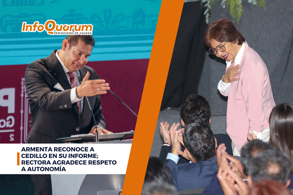 Armenta reconoce a Cedillo en su informe; rectora agradece respeto a autonomía