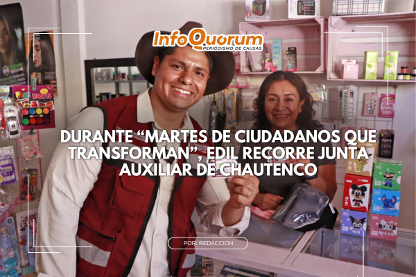 Durante “Martes de Ciudadanos que Transforman”, edil recorre junta auxiliar de Chautenco