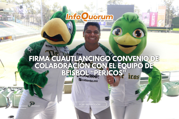 Firma Cuautlancingo convenio de colaboración con el equipo de béisbol “Pericos”