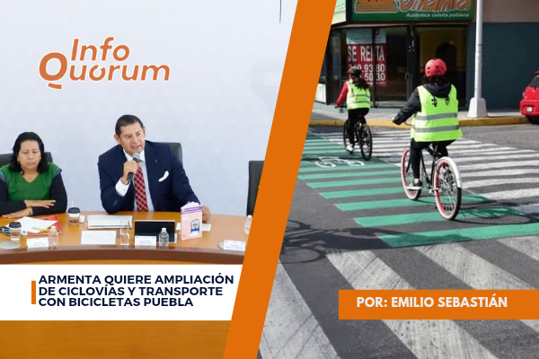 Armenta quiere ampliación de ciclovías y transporte con bicicletas Puebla