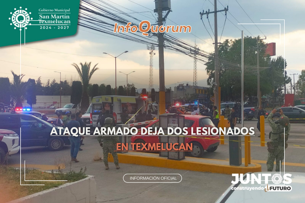 Ataque armado deja dos lesionados en Texmelucan