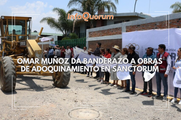 Omar Muñoz da banderazo a obras de adoquinamiento en Sanctorum