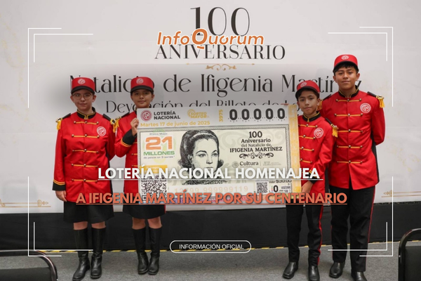 Lotería Nacional homenajea a Ifigenia Martínez por su centenario