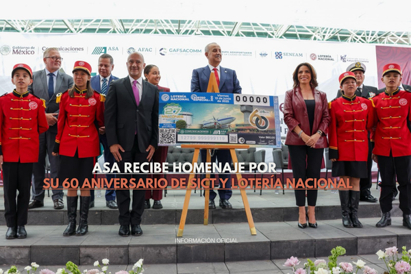 ASA recibe homenaje por su 60 aniversario de SICT y Lotería Nacional