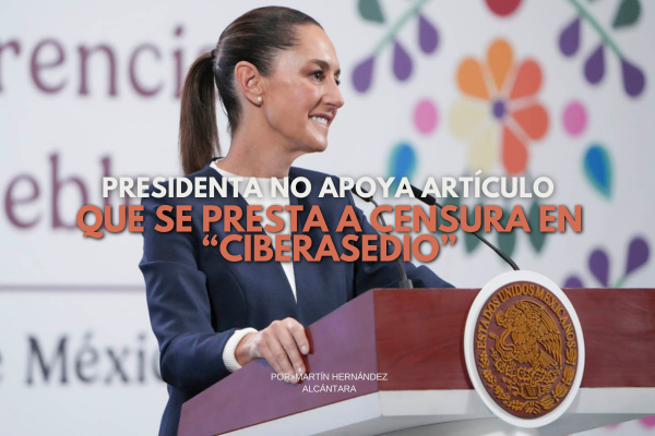 La presidenta Claudia Sheinbaum, en la "Conferencia del Pueblo" de este miércoles.