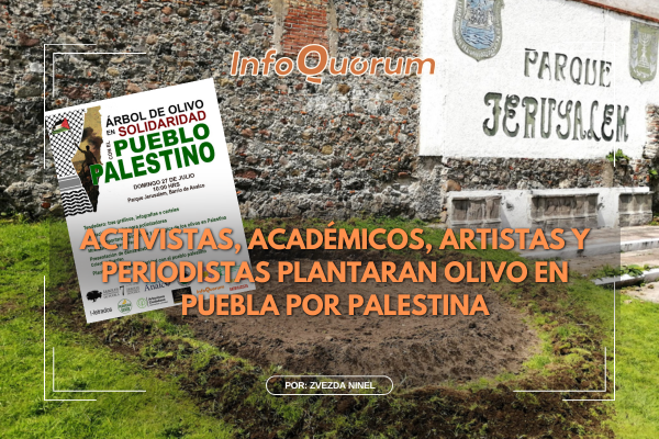 Activistas, académicos, artistas y periodistas plantaran olivo en Puebla por Palestina