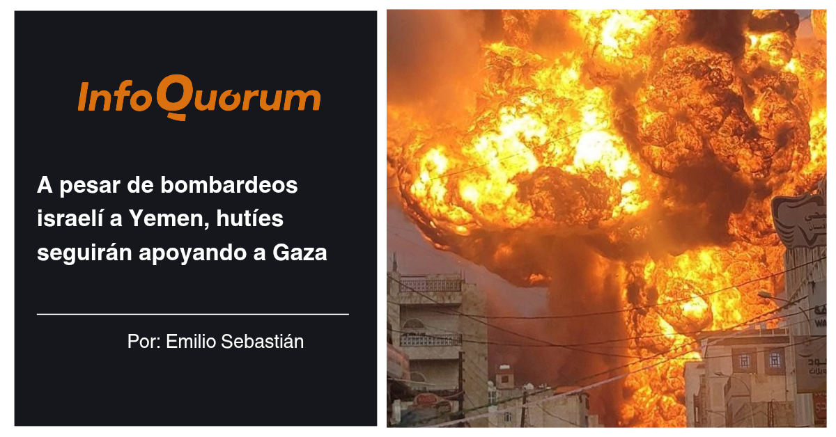 A pesar de bombardeos israelí a Yemen, hutíes seguirán apoyando a Gaza