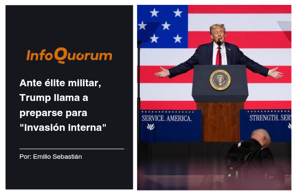 Ante élite militar, Trump llama a preparse para “invasión interna”