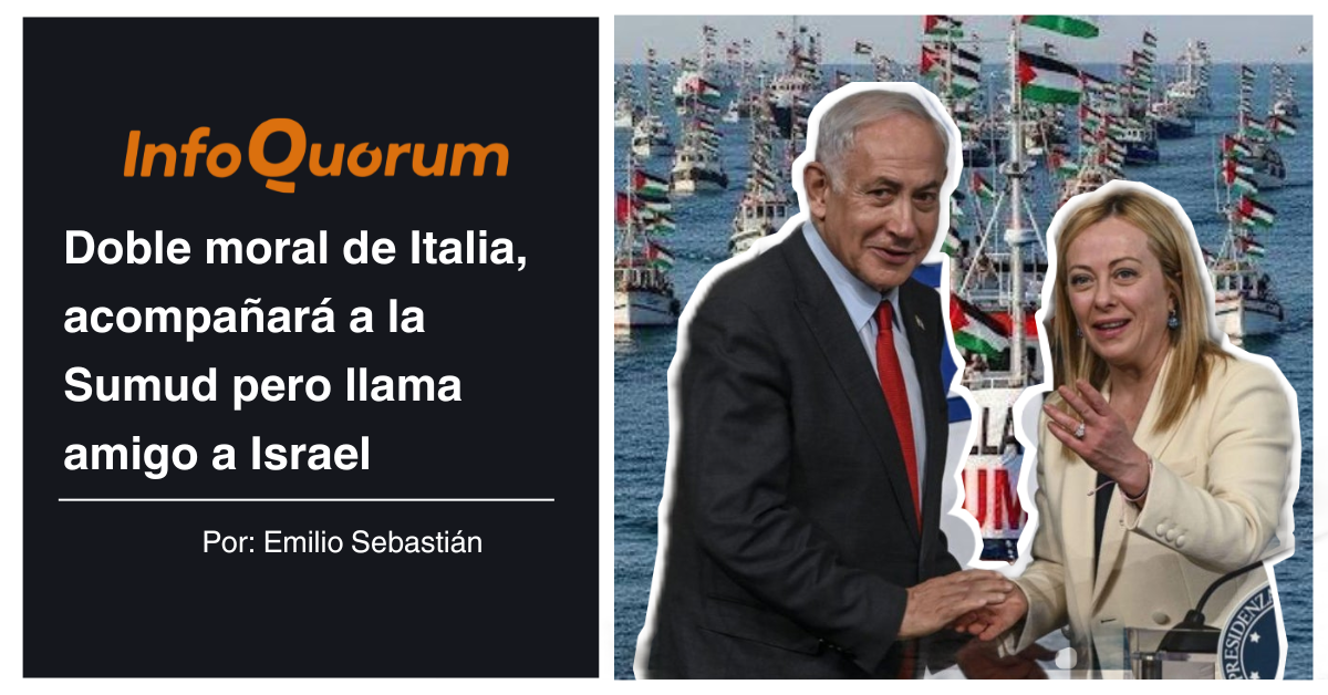 Doble moral de Italia, acompañará a la Sumud pero llama amigo a Israel