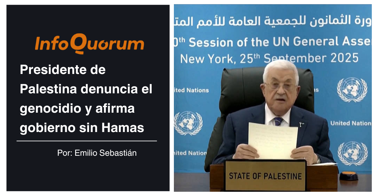 Presidente de Palestina denuncia el genocidio y afirma gobierno sin Hamas