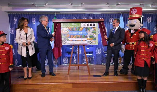 Lotería Nacional celebra 80 años de la ONU con billete conmemorativo