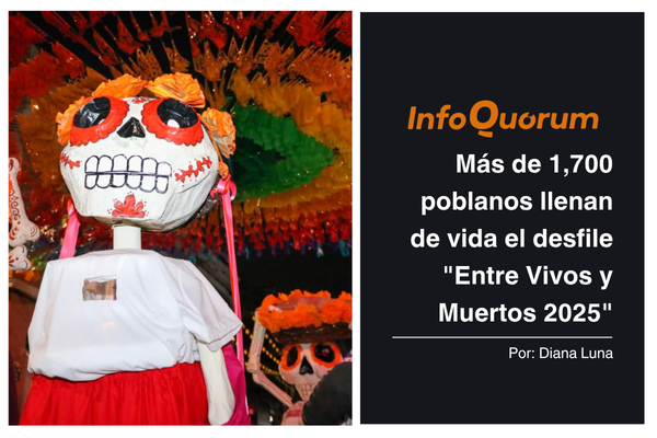 Más de 1,700 poblanos llenan de vida el desfile “Entre Vivos y Muertos 2025”