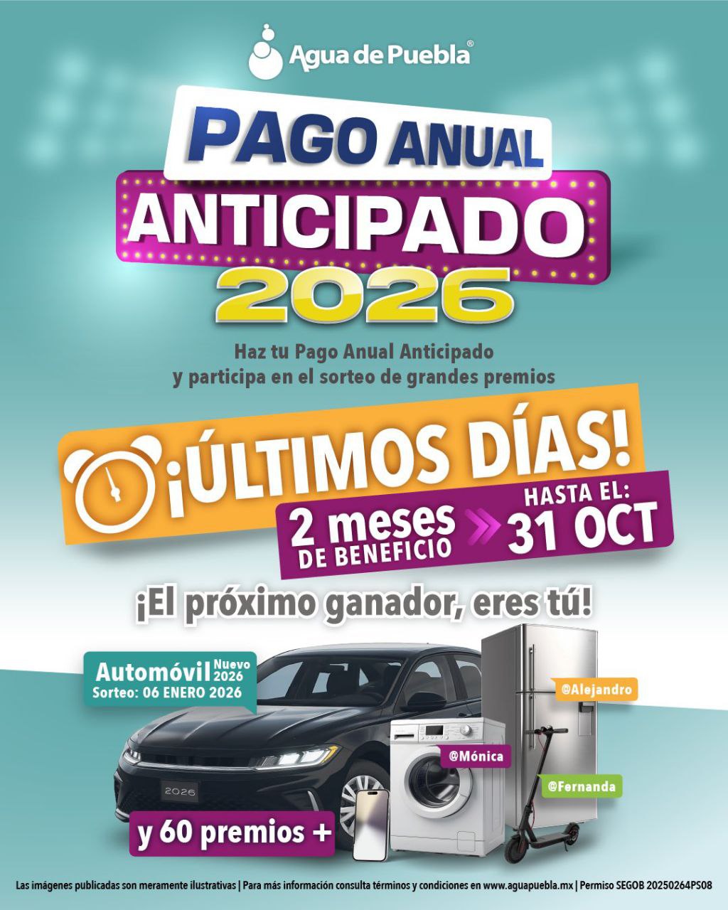 Hasta el 31 de octubre, en Agua de Puebla podrás hacer pago anticipado del 2026