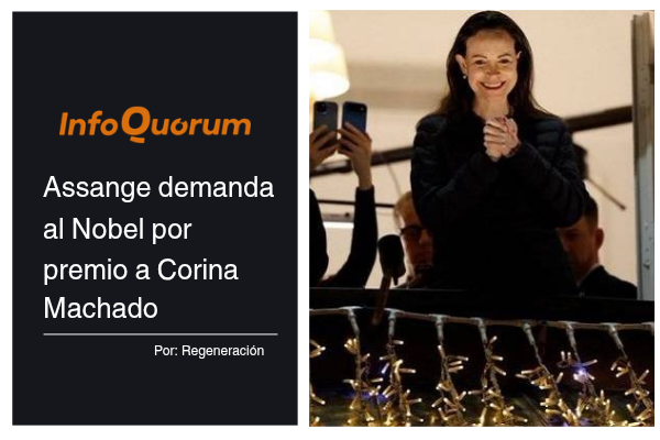 Assange demanda al Nobel por premio a Corina Machado