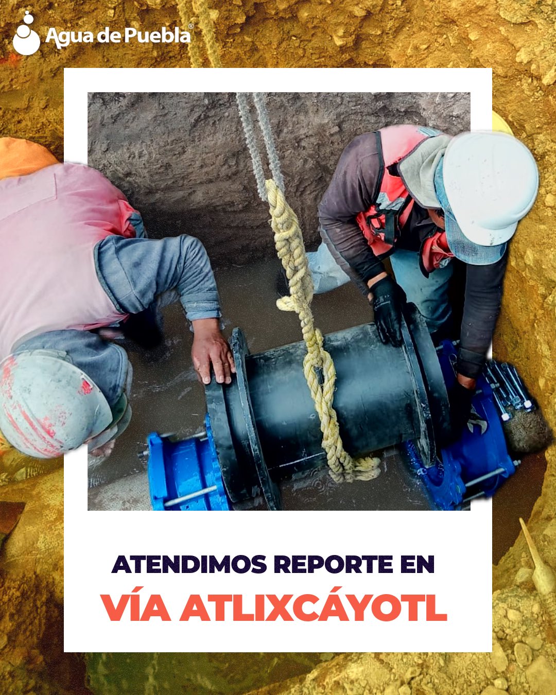 Agua de Puebla atiende fuga en la Vía Atlixcáyotl