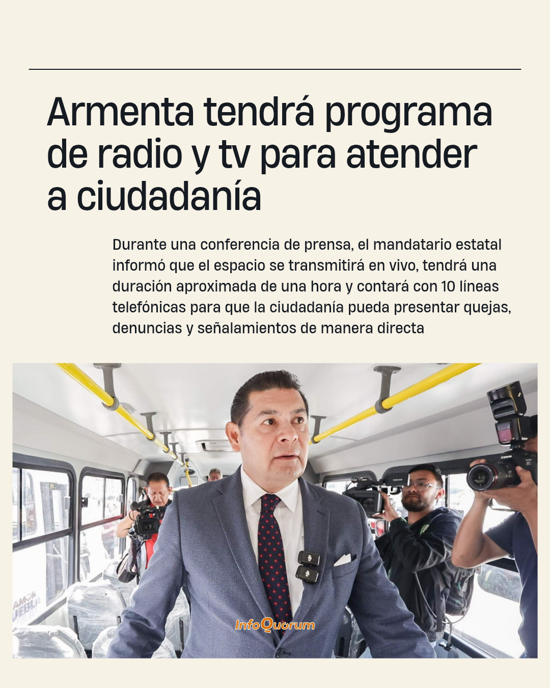 Armenta tendrá programa de radio y tv para atender a ciudadanía