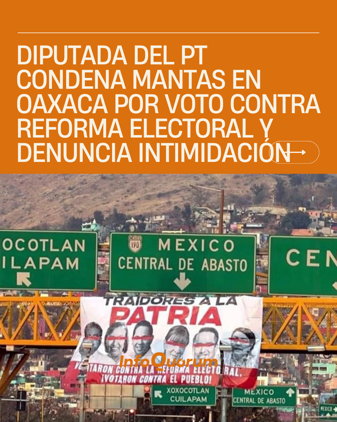 Diputada del PT condena mantas en Oaxaca por voto contra reforma electoral y denuncia intimidación