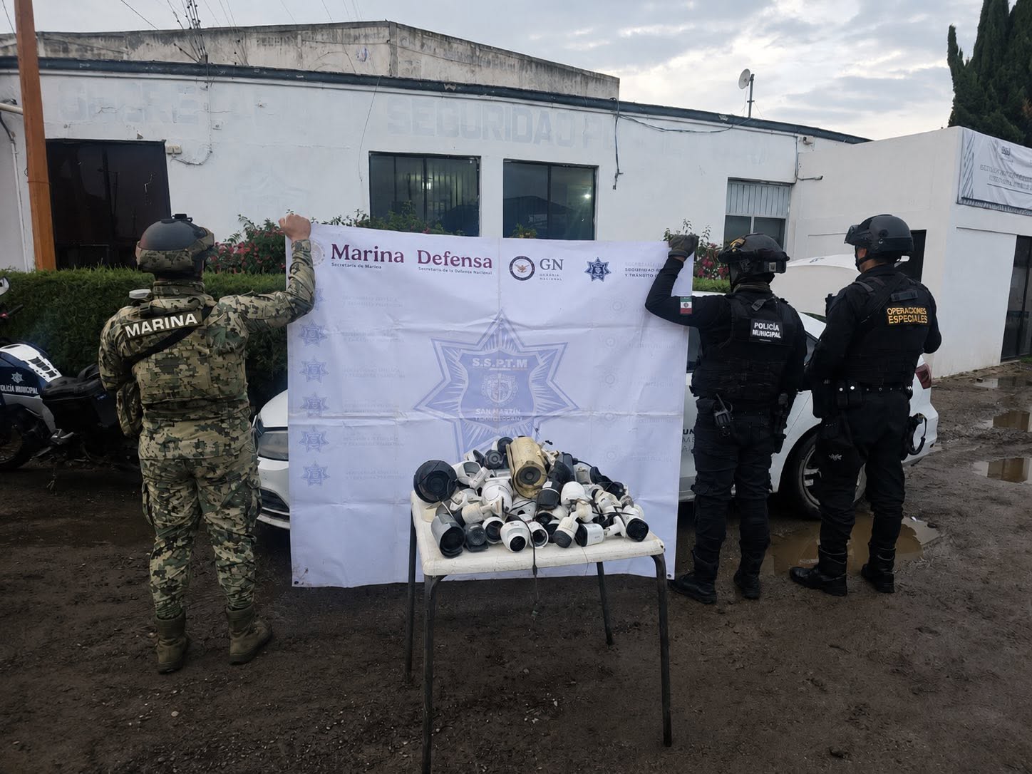 Policía de Texmelucan retira 40 cámaras irregulares en operativo interinstitucional de seguridad