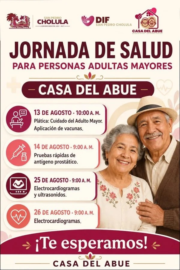 DIF San Pedro Cholula acerca servicios de salud a personas adultas mayores